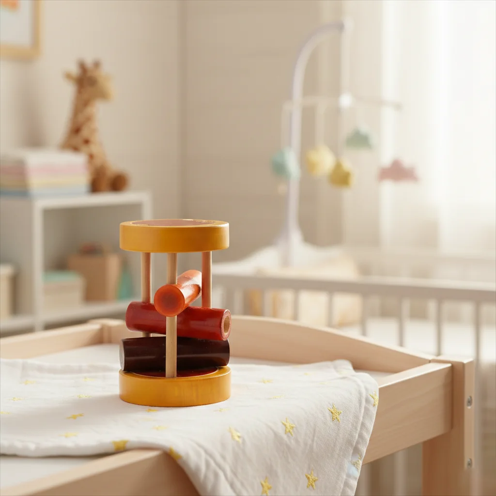 MH Decors Handcrafted Kondapalli Wooden Rolling Rattle Toy for Babies and Living Room