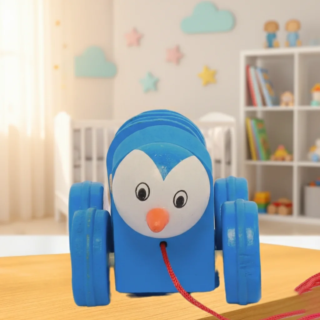 MH Decors Wooden Caterpillar Pull Along Toy Kondapalli Hand Made for Baby Play