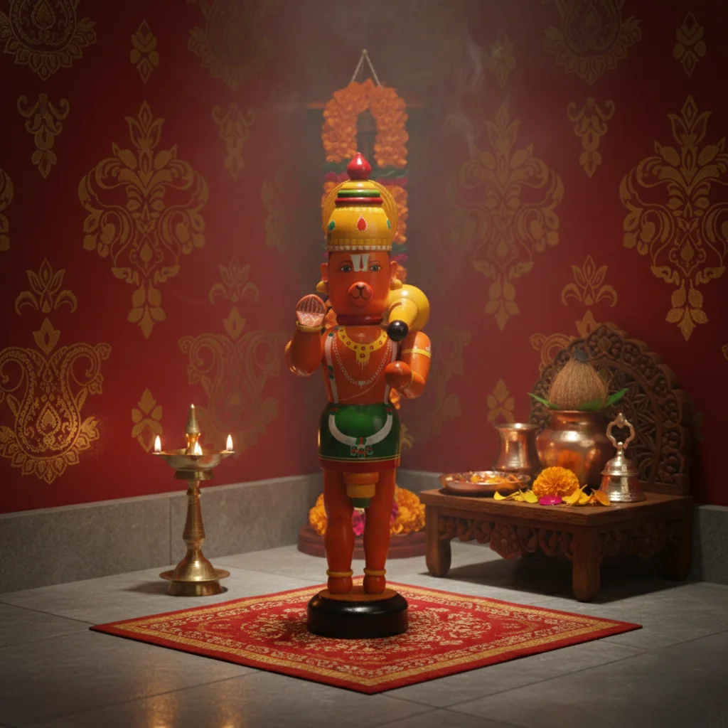 VPH Gift Store Kondapalli Wooden Hanuman Standing Figurine for Living Room Decoration