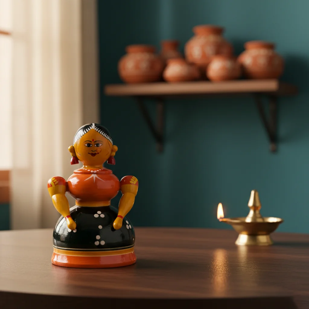 MH Decors Kondapalli Wooden Traditional Buttabomma Decorative Figurine for Home