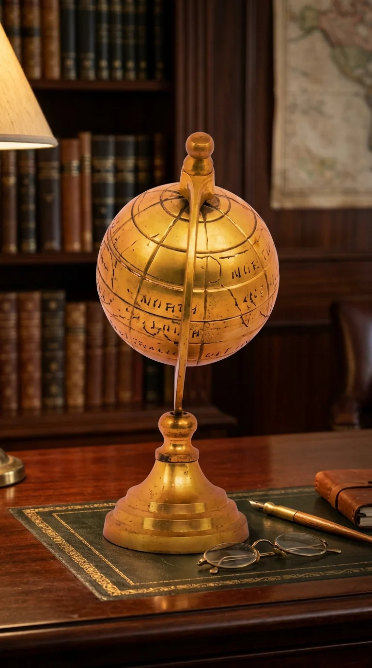 MH Decors Brass World Globe Sculpture for Tabletop Home and Office Decoration
