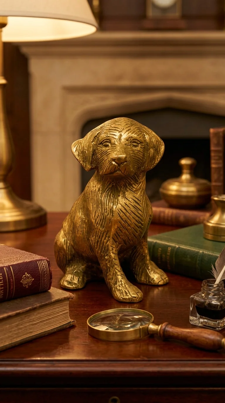 MH Decors Elegant Brass Vintage Puppy Figurine for Home Decoration and Gift