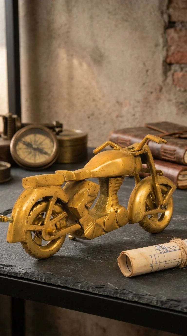 MH Decors Brass Vintage Bike Figurine for Home Office and Tabletop Decoration