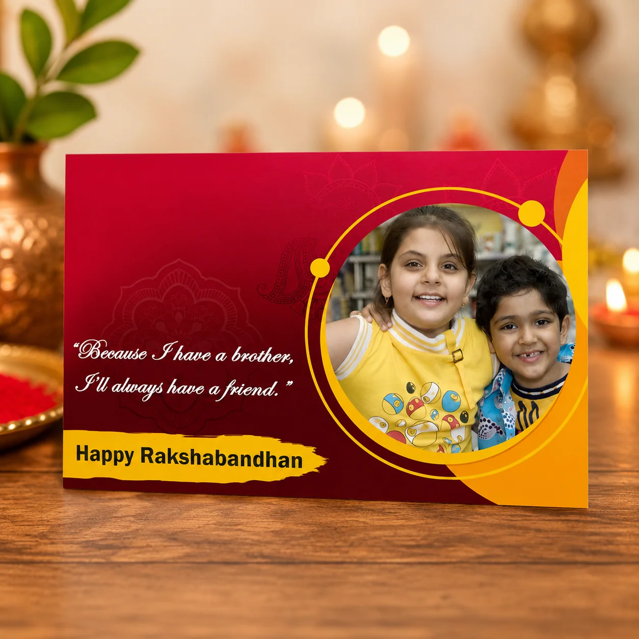 Personalized Photo Rakhi with Greeting Card for the Brother