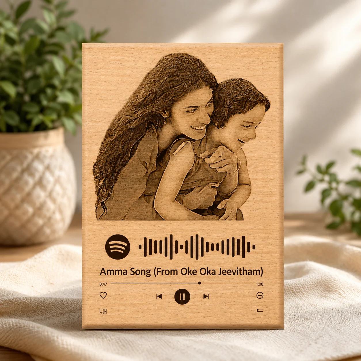Zpics Engraved Spotify Song Plaque Custom Photo Gift Medium Size 6x9 Inches