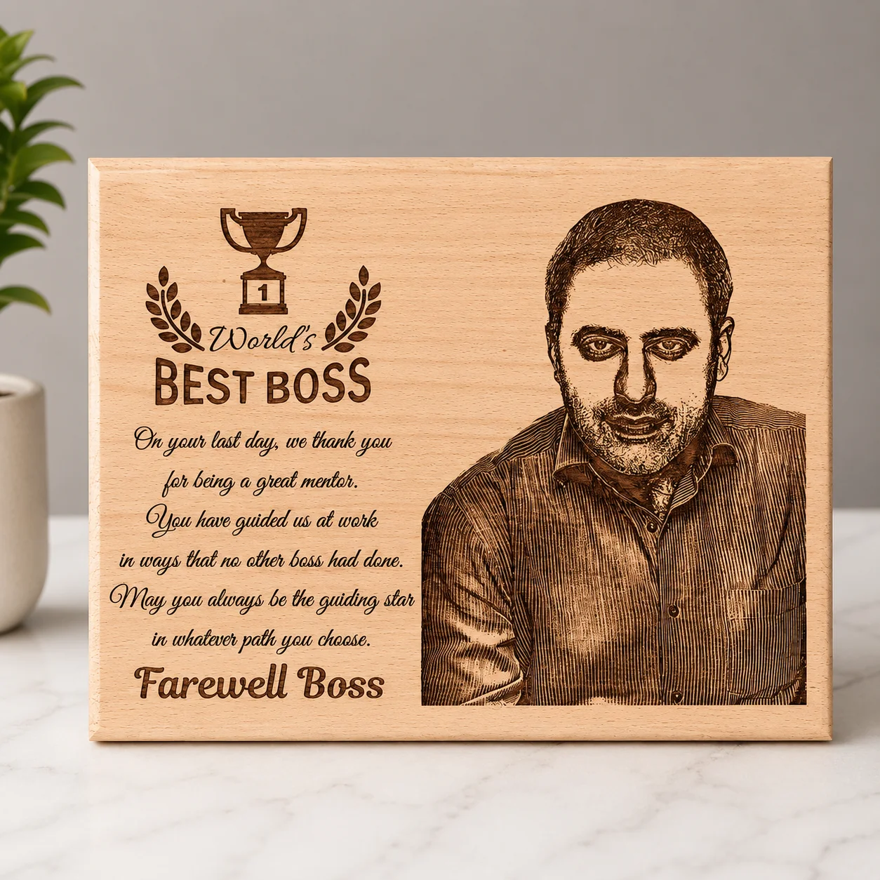 Custom Wooden Photo Plaque Farewell Gift Personalized Keepsake (10*8) Large Size
